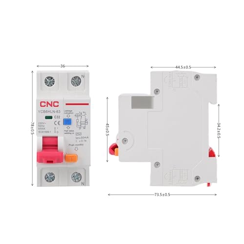 Disjoncteur différentiel 50A bipolaire à coupure instantanée 30mA - 5