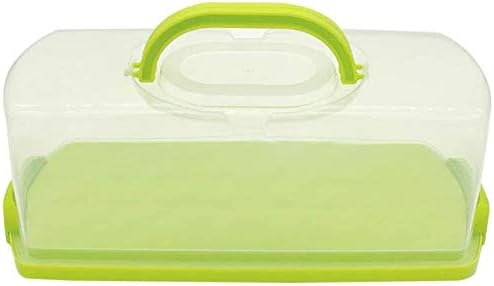 Agyvvt Panera portátil con asa, contenedor de plástico rectangular para almacenamiento de alimentos, cúpula translúcida de 13 pulgadas para