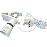 LUXE DIVA Clip on Light Bulb Holder with 2m Flex and 3amp Plug (2 M, White)