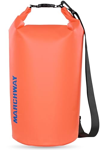 MARCHWAY Floating Waterproof Dry Bag Backpack 5L/10L/20L/30L/40L, Roll Top Sack Keeps Gear Dry for Kayaking, Rafting, Boating, Swimming, Camping, Hiking, Beach, Fishing (Orange, 30L)