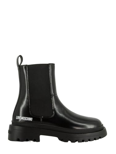 Love Moschino Sca.NOD.HER50 Bottines en Cuir Noir de Qualité