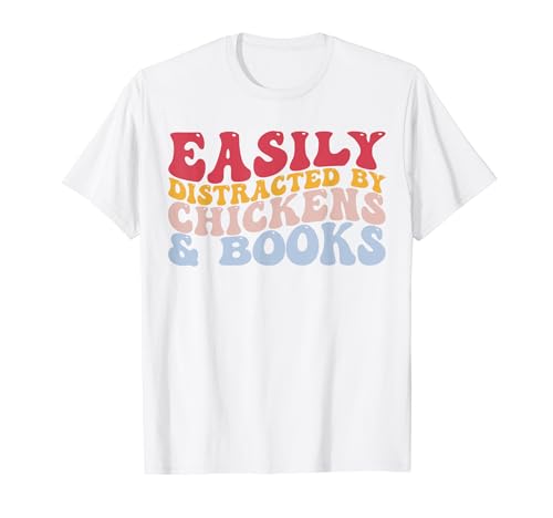 Distraído por Chickens & Books Chicken Book Lover Bookworm Camiseta