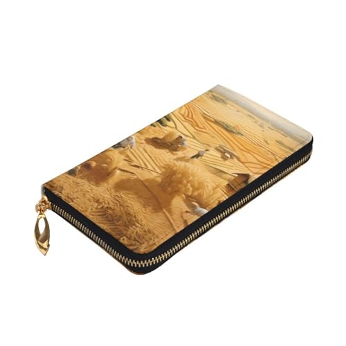 Wheat Harvest Picture Leather Long Clutch Wallet for Fashionable Girls and Women - Durable, Stylish, and Functional, Black, One Size3