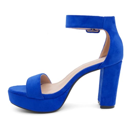 Image of Herstyle Women's Chunky Platform Heels - 4 Inch Block Heeled Sandals, Open Toe Dressy Strappy Heels with Ankle Strap for Wedding, Prom, Party & Graduation
