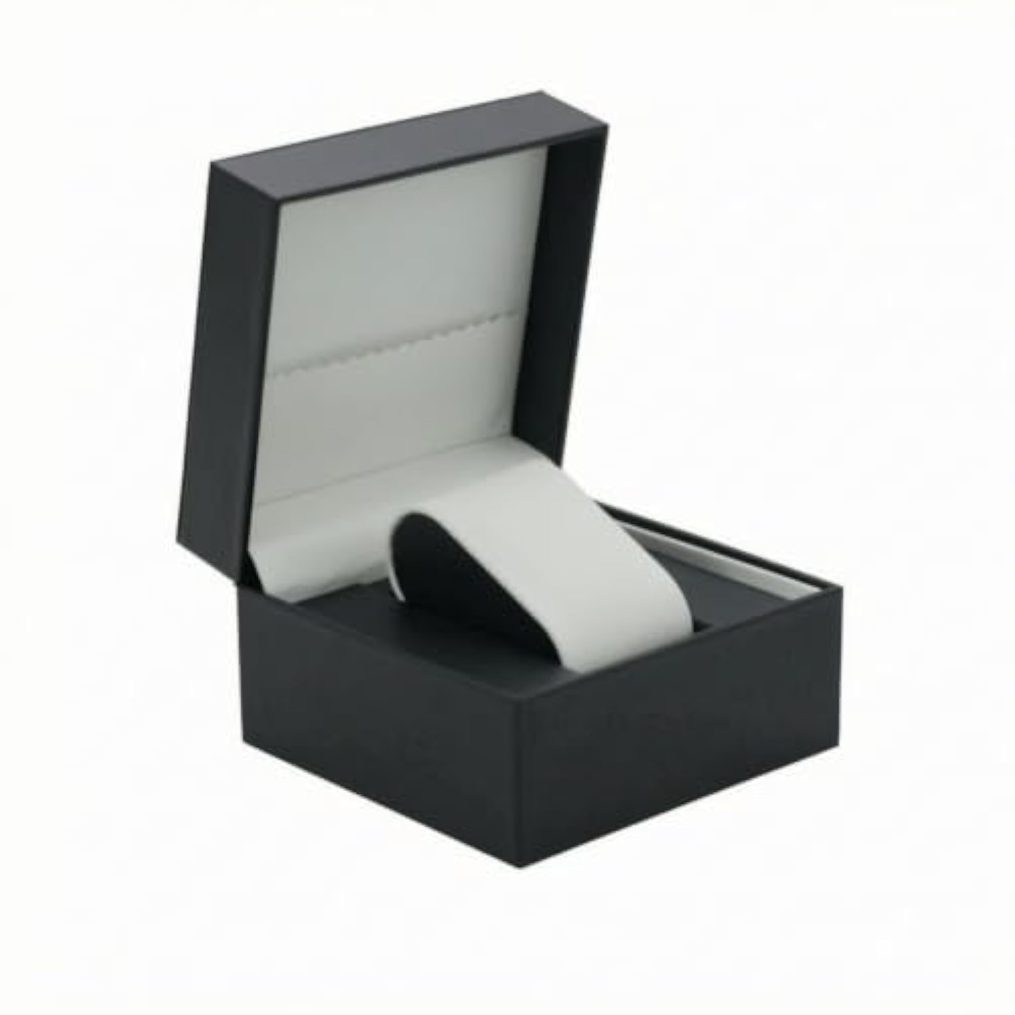 Lambskin Texture Hinged-Lid Watch Box, Black