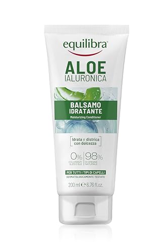 Equilibra, Aloe Ialuronica Balsamo Idratante e Districante, per Tutti i Tipi di Capelli, con Aloe Vera e Acido Ialuronico, Olio di Lino emolliente, Estratto di Ortica rinforzante, 200 ml