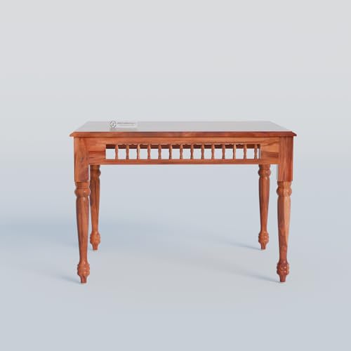Image of Jangid Handicraft Dining Table 4 Seater | Solid Sheesham Wood Four Seater Dinning Table Set with 4 Cushioned Chairs | Rectangular Dinner Table for Home, Kitchen & Living Room, Natural Finish