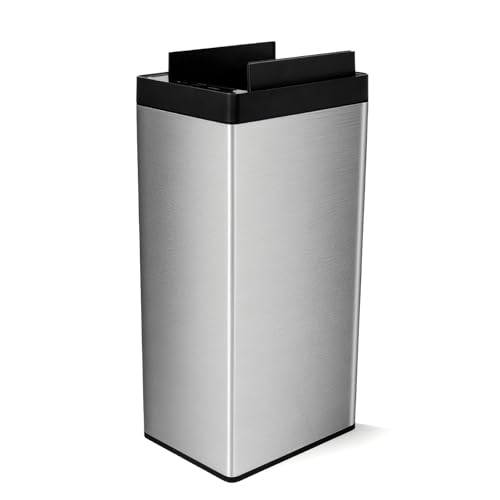 Kitchen Trash Can with Automatic Bag Assist – 5.55 Gallon Smart Matte Stainless Steel Bin with Motion Sensor Butterfly Lid for Home, Living Room, Bedroom, RV image 2