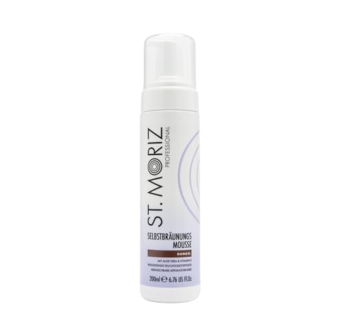 ST. MORIZ Professional Instant Tanning Mousse in Dark – schnell trocknendes Selbstbräunungsmousse mit Applikatorfarbe – mit Aloe Vera und Vitamin E – Dermatologisch getestet, ohne Tierversuche – 200ml ST. MORIZ Professional Instant Tanning Mousse in Dark – schnell trocknendes Selbstbräunungsmousse mit Applikatorfarbe – mit Aloe Vera und Vitamin E – Dermatologisch getestet, ohne Tierversuche – 200ml