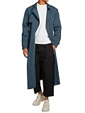 Runcati Mens Trench Coat Double Breasted Belted Windbreaker Jackets Lapel Lightweight Long Jacket Casual Overcoat