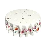 Red Floral Tablecloth,Butterfly Meadow Table Cloth,Spring Table Cloth Waterproof Print Round Pioneer
