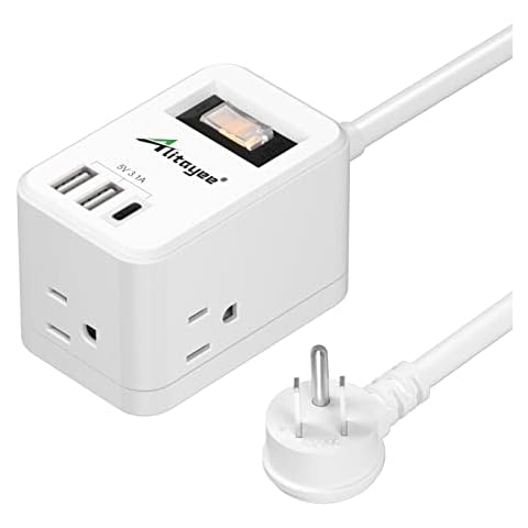 Alitayee Travel Power Strip, Portable Power Strips with 3 Outlets 3 USB Ports 15.5W Fast Charging and 6 ft Flat Plug Extension Cord No Surge Protector for Cruise Travel Hotel College Dorm Home Office Cover