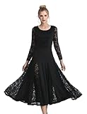 Female Ballroom Lace Dress - Long Skirt Modern Swing Dress for Waltz Dance Competition
