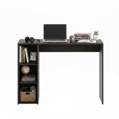 Image of FURNEASER Dettlet Engineered Wood Study Table with Side Storage Shelves, Space-Saving Computer & Laptop Desk for Home Office, Writing Workstation for Students (103x40cm) (DT-W)