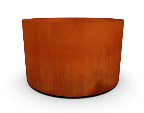 Plantercraft Corten Steel Metal Planter Box, Round Sizes, Modern Garden Steel planters for Commercial and Residential Outdoor Use.