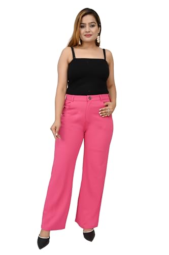 Image of Women's Wide Leg 4-Way Stretch Stripped Business Casual Pants Flexi Waist Wrinkle Resistant