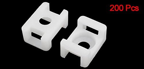 Miniatura 2 de uxcell Base de plástico para montar en cable 0354in de ancho máximo de lazo 200 piezas color blanco