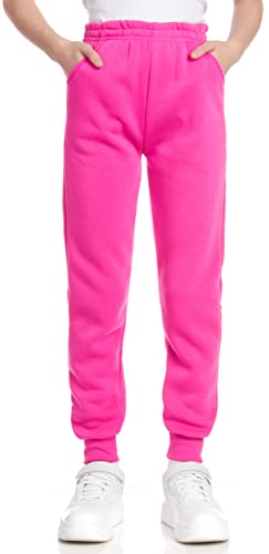 Coney Island Girls’ Sweatpants – 3 Pack Active Fleece Jogger Pants With Pockets – Performance Sweatpants For Girls (5-16), Size 14-16, Heather Grey/Fuchsia/Black #TOP2