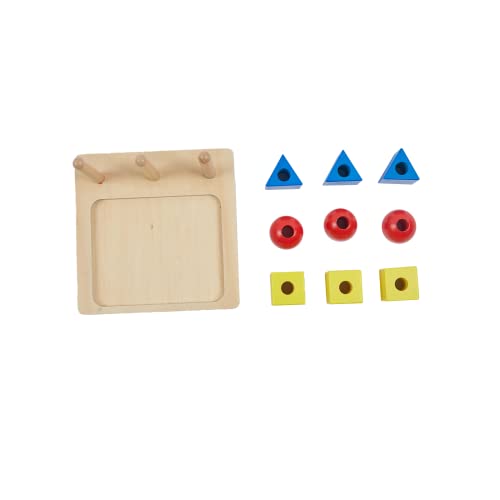 Image of Adena Montessori 9-Piece Colored Discs on Dowels, 12m+ | 9 discs: 3 red, 3 blue, 3 yellow on 3 dowels. Builds color sorting, hand-eye & fine motor. Montessori toy. Gift 12m+.