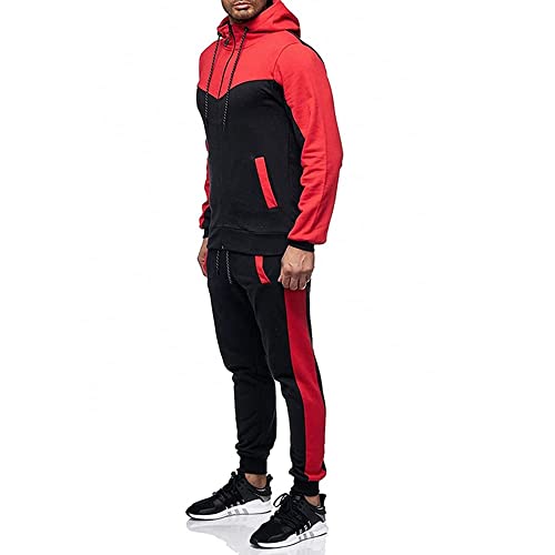 Marine Royal Track Suits For Men Set Full Zip Sweatsuit Outdoor Jogging Men Tracksuits (L, Red) #TOP1