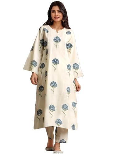 Image of ANNI Designer Women Rayon Viscose Regular Fit Printed Straight Kurta with Pant