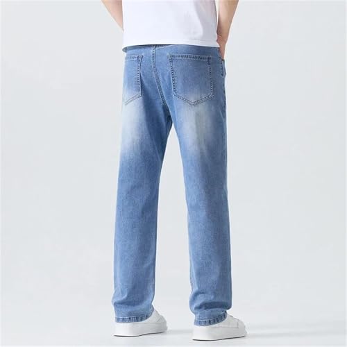 Mens Jeans Summer Thin Straight Soft Breathable Comfortable Denim Pants Loose Fit Business Casual4