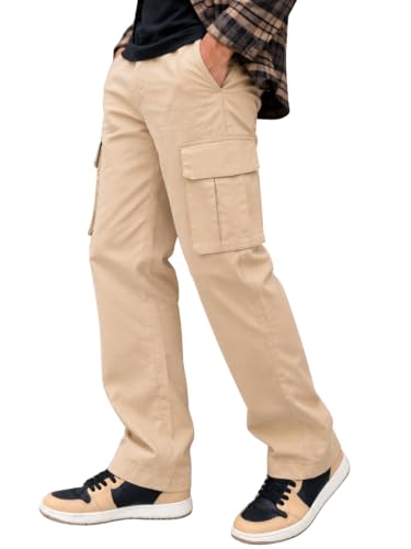 Image of Leriya Fashion Men's Loose Low-Rise Baggy Cargo Pants - Cotton Trousers with Adjustable Drawstring Waist - Casual Streetwear Utility Cargos | Men Relaxed Fit Pants Relaxed Fit Pant