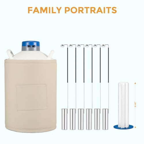 Image of Bonvoisin 20L Liquid Nitrogen Container, LN2 Tank Cryogenic Dewar, Aluminum Alloy Semen Tank with 6 Canisters Carry Bag