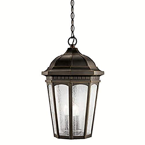 Kichler 9539RZ Courtyard Outdoor Pendant 3-Light, Rubbed Bronze