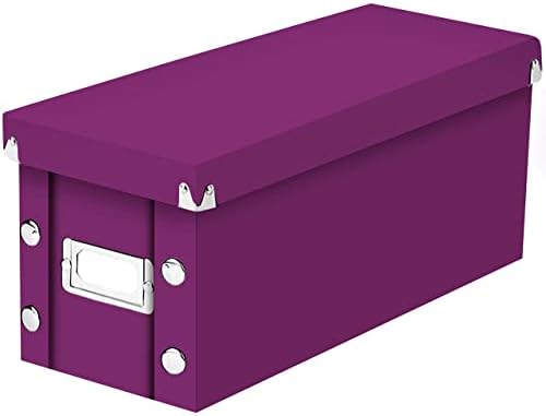 Snap-N-Store DVD Storage Box - Pack of 1 - Durable 6 x 8.2 x 16.5 Inch Movie Organizer - Disc Holder with Lid to Store up to 52 DVD Cases - Berry