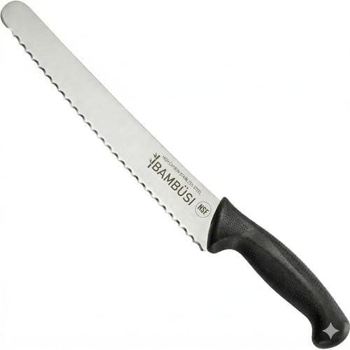 Listado de Cuchillos de pan los 5 más buscados. 37 BAMBUSI - Cuchillo de pan para pan casero, cortador de masa madre dentada de 10 pulgadas para pan artesanal, baguette y bagel, cortador profesional de acero inoxidable con hoja...