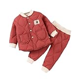 [YJSO] ベビー服 ダウンジャケット ロングパンツ 子供服 ダウンパンツ 中綿ジャケット コート キッズ 上下セット 2点セット セットアップ 女の子 レッド 男の子 防寒着 アウター ボーイズ 赤ちゃん ジュニア 120 カジュアル 厚手 長袖 秋冬