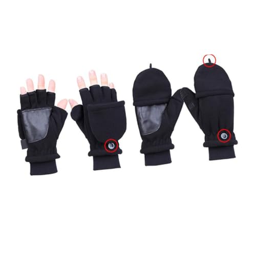 Healeved Adult Thicken Half Finger Gloves for Riding Windproof Warm Outdoor Mitts with Button for Men Comfortable Moisture Absorbing Design for Autumn Winter Activities