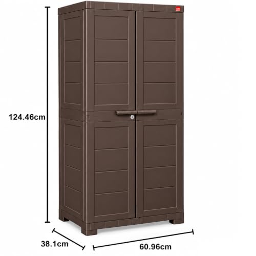 Image of Cello Novelty Big Plastic Cabinet with Dustproof Doors| 3 Year Warranty | Almirah, Cupboard, Wardrobe for Home, Living Room, Bedroom, Kitchen, Office, Outdoor| Ice Brown Colour