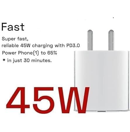 Original 45W Fast Charger Adapter for Nothing CMF Phone 1/Nothing Phone 2A/Phone 2/Phone 1/Buds/Ear Stick, CMF 33w Power Charger for Mobile, 45 W Type C Charging Adaptor, 33 w Charge, White - Image 4
