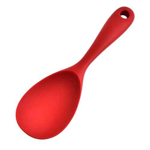VINTORKY 1pc Silicone Rice Spoon Kitchen Spoon Serving Rice Spatula Serving Spoons Rice Spoon Rice Cooker Soup Spoon Rice Dispenser Rice Spatula Scoop Soups Spoons Red