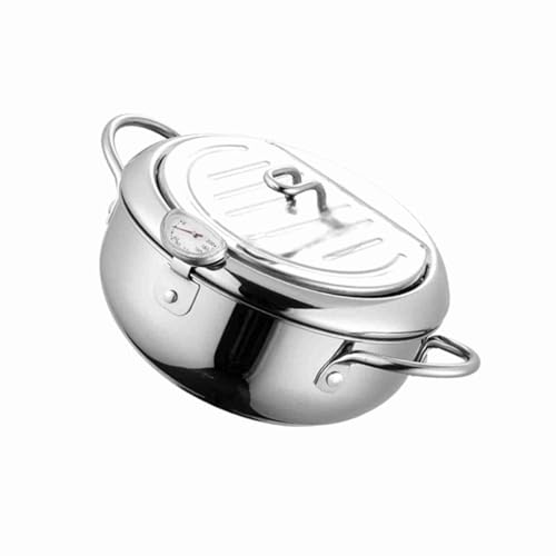 CFTGIW Pot de Freidora Profunda Tempura Japonesa Freidora de Acero Inoxidable de Acero Inoxidable Pot de Freír con de de Aceite de Aceite. (20 centímetros)