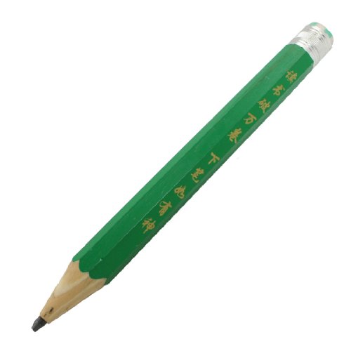 Lápiz negro con borrador y cuerpo verde de madera miniatura 1
