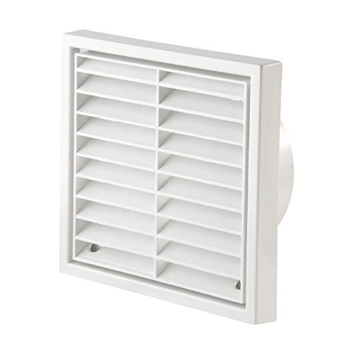 White Square Extractor Louvre Air Vent Duct Grille 100mm, 4 Inch Wall Fan Outlet
