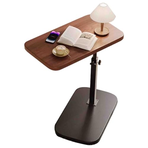 Mesas Auxiliares en Forma de C, Mesa Auxiliar de Altura Ajustable para Sofá, Mesa de Café con Bandeja, Mesa Elevable para Dormitorio, Mesa Sofa Pequeñas Giratorias de 360°, para Sala de Estar(Brown)