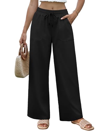 Black Pants for Women High Waisted Teacher Pants Casual Work Wide Leg Pants Lounge Palazzo Trousers S