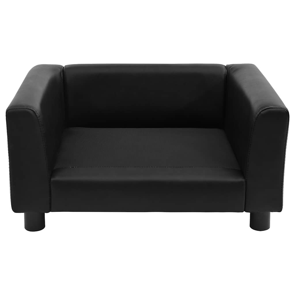Sofa dla psa czarna 60 x 43 x 30 cm pluszowa sztuczna skóra sofa dla