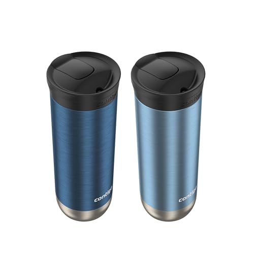 Image of Contigo Byron 2.0 Stainless Steel Travel Mug, 16 oz, 2-pack, Blueberry; Glacier