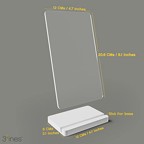 Image of 3 Lines to Do List Acrylic Board for Desk (12X8 CM) | Best Planner & Organiser | White Acrylic Base with Marker & Cleaning Fabric | Blank Transparent Planner | Small Size