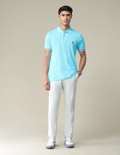 Image of U.S. POLO ASSN. Solid Slim Fit Polo T Shirts for Men - 100% Cotton, Half Sleeves Mens Tshirt