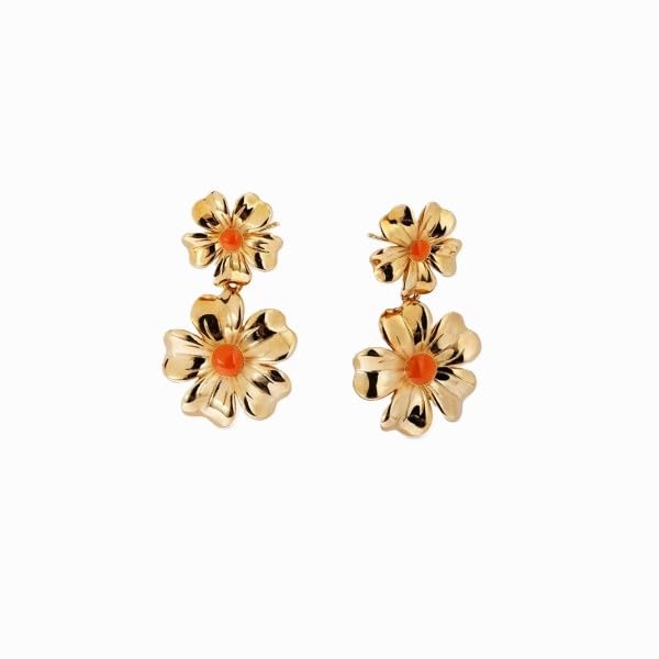 Pendientes Verbena de Vidal & Vidal con acabado en oro de 18k y esmalte naranja