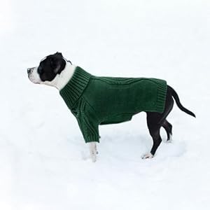 NACOCO Christmas Dog Turtleneck Sweater Small Medium Dog Sweatshirt Fall Doggy Clothes Warm Pullover Doggie Knitwear Solid Color Outfit Pet Winter Apparel for Pitbull Corgi Green XL