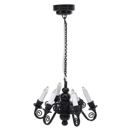 Lustre miniature de salon de poupée style victorien noir facile à poser