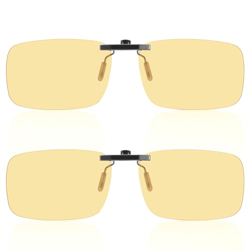 Image of Clip-on Blue Blocking Eye Wear Glasses | Anti-Fatigue & Eyestrain Relief for Men and Women | Amber Nighttime