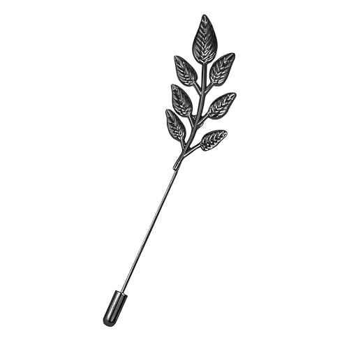 Image of coadipress Gentlemen Gold Silver Leaf Brooches Simple Elegant Retro Double Leaf Collar Pin Brooch Gold Silver Plant Leaves Brooches